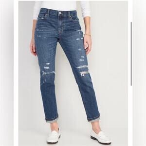 Old Navy Mid Rise Boyfriend Straight Ripped Distressed Jeans Size 6
